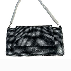 INC Elegant Black Rhinestone Clutch